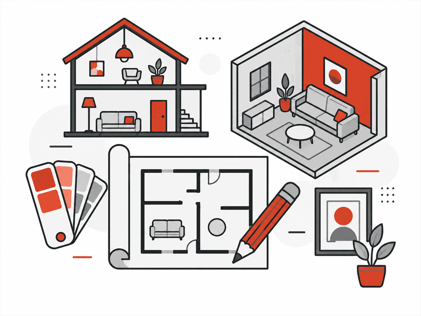 2D & 3D Interior Design illustration